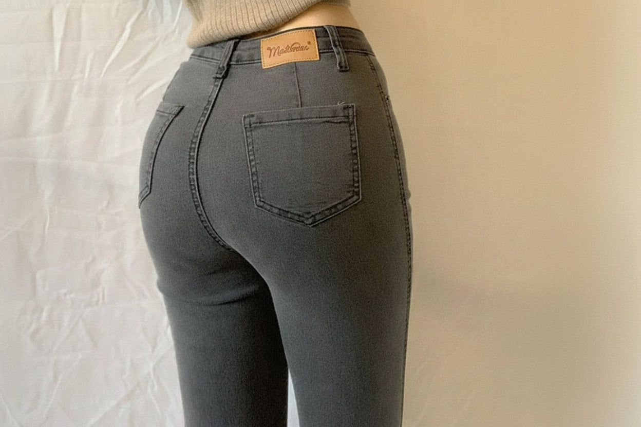 Denim Tight-Fitting Pencil Pants - High Waist