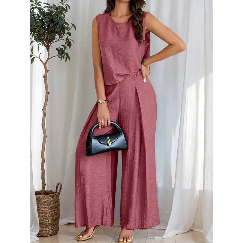 New Sleeveless Wide Leg Pants Vest Suit