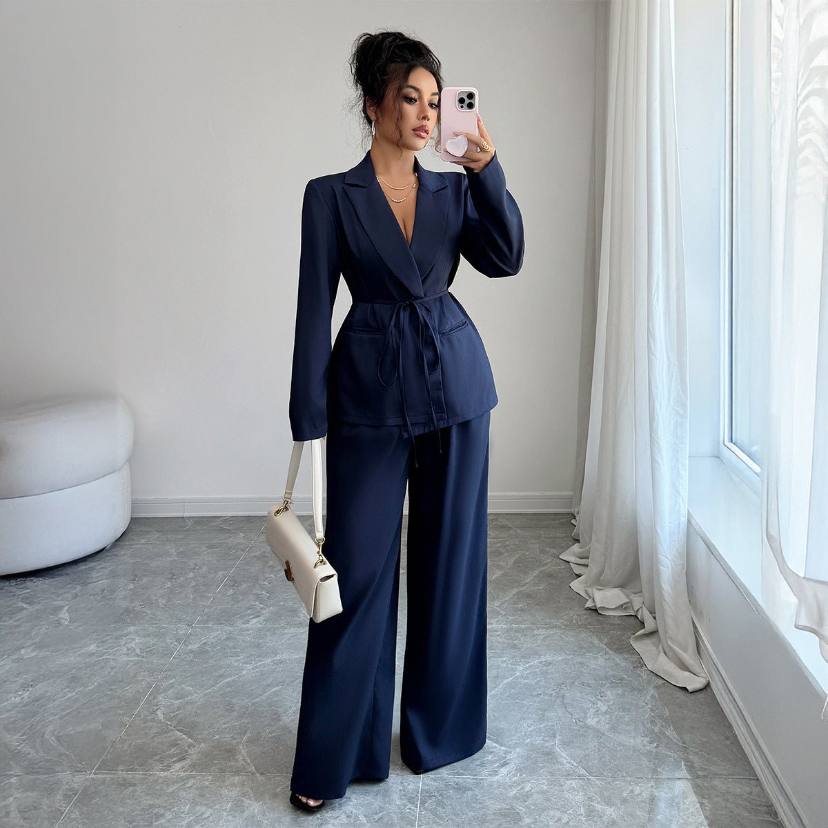 Coat Straight-leg Pants Two-piece Suit for Women