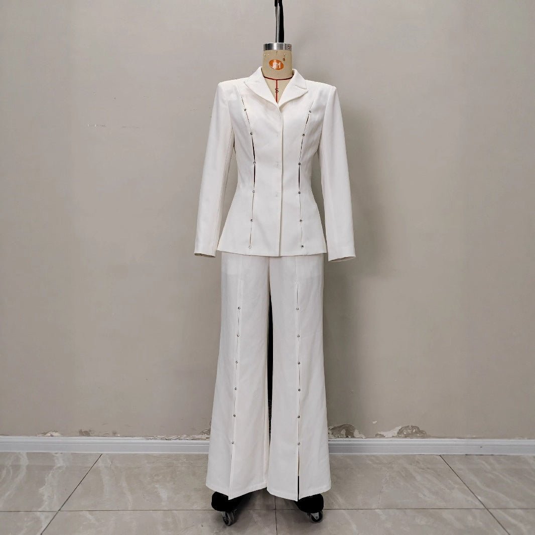 Metallic Embellished Slim Fit Suit - Long Sleeve Design