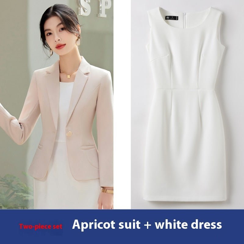 Women's two pieces Suit White Dress and Jacket
