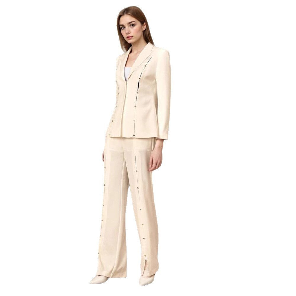 Metallic Embellished Slim Fit Suit - Long Sleeve Design