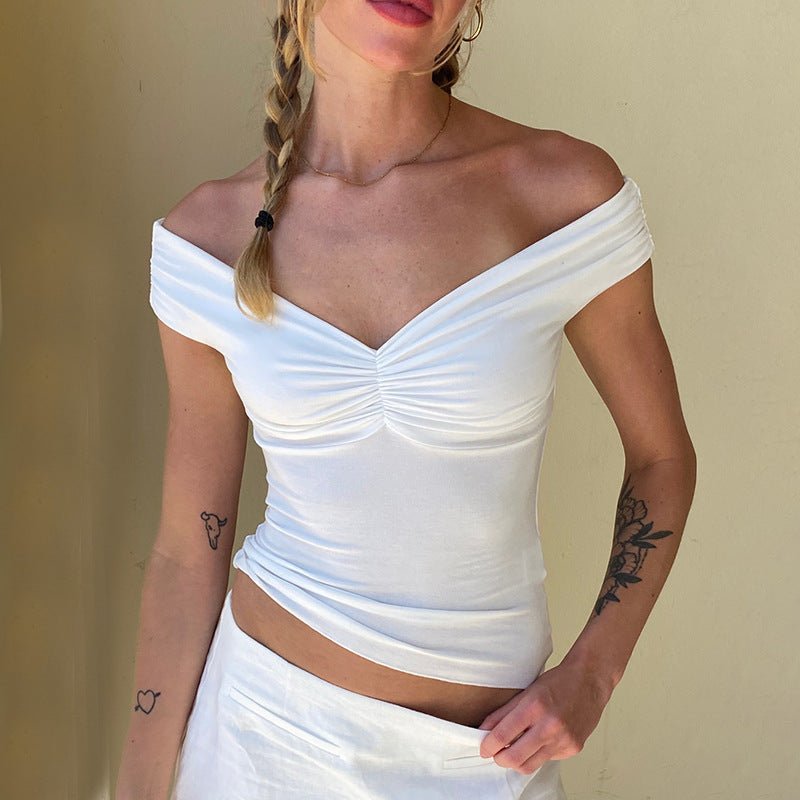 V-neck Sleeveless Pleated Camisole T-shirt Top