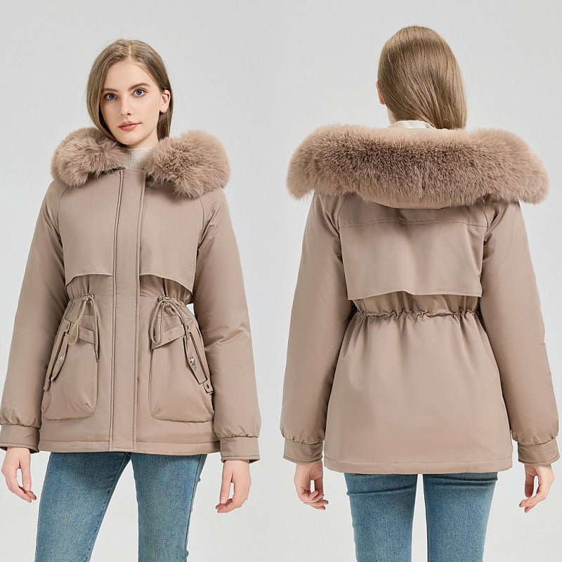 Big Fur Short Hooded - Waist Trimming Coat