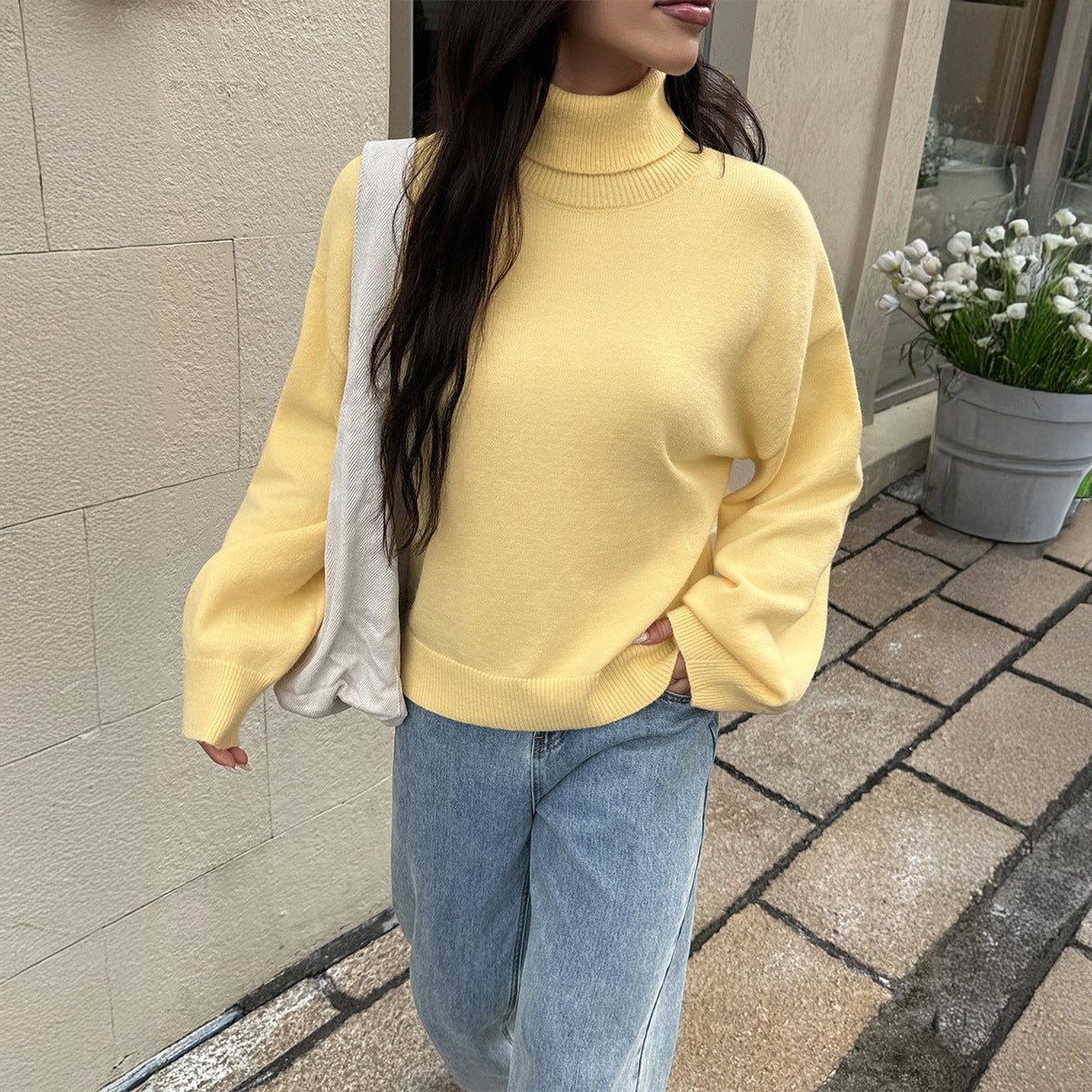 Y2g Hot Girl Turtleneck Woolen Long-sleeved Sweater For Women