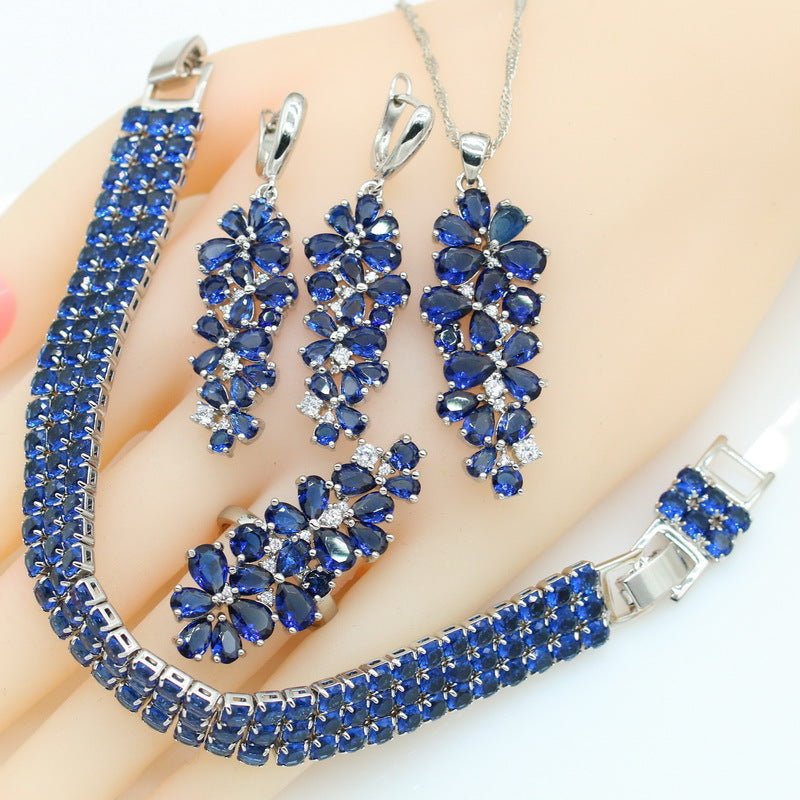 Sapphire Dreams - 4 - Piece Zircon Jewelry Collection - Saunders Fashion
