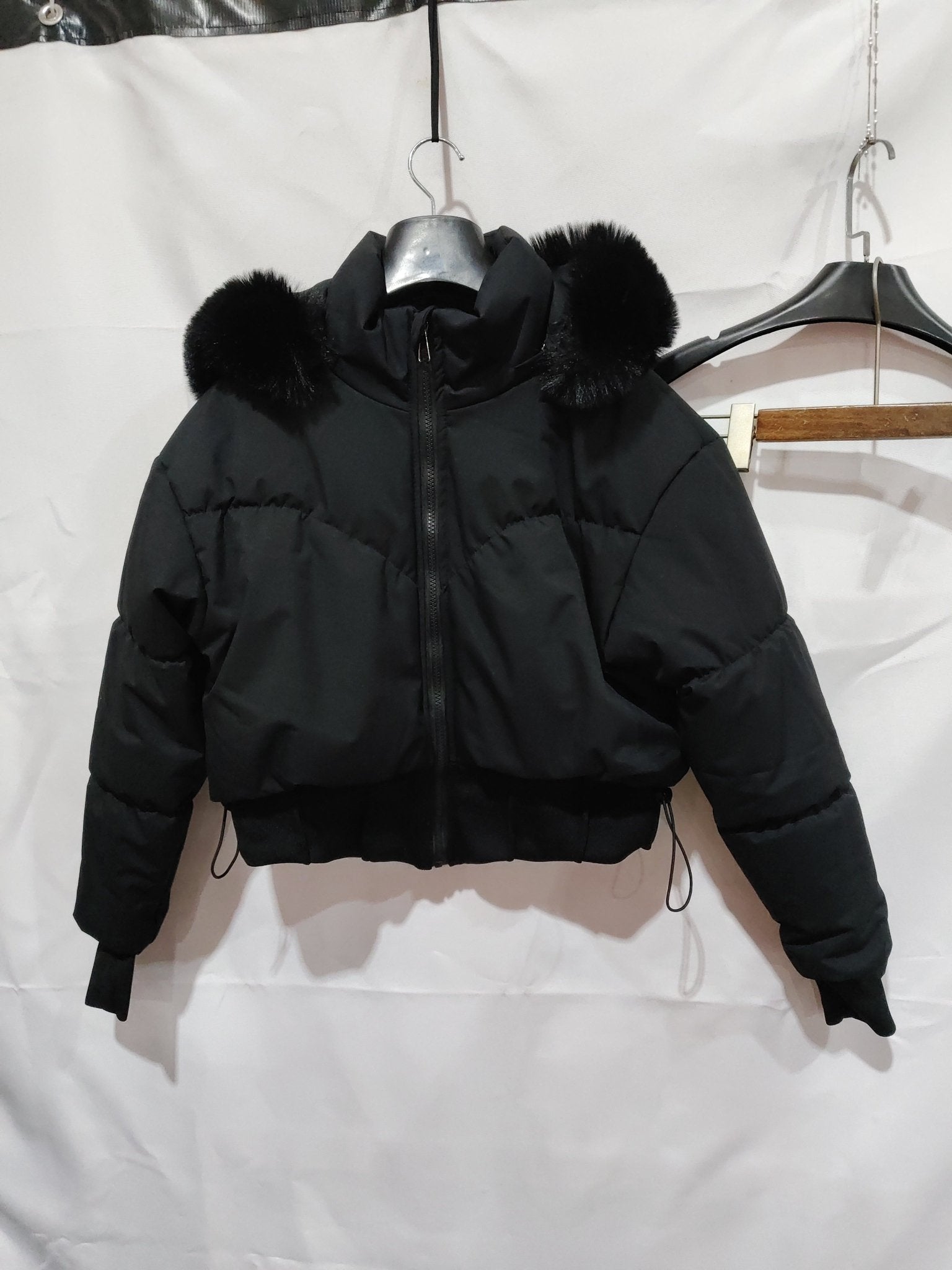 Big Fur Collar Hooded Short Cotton Jacket