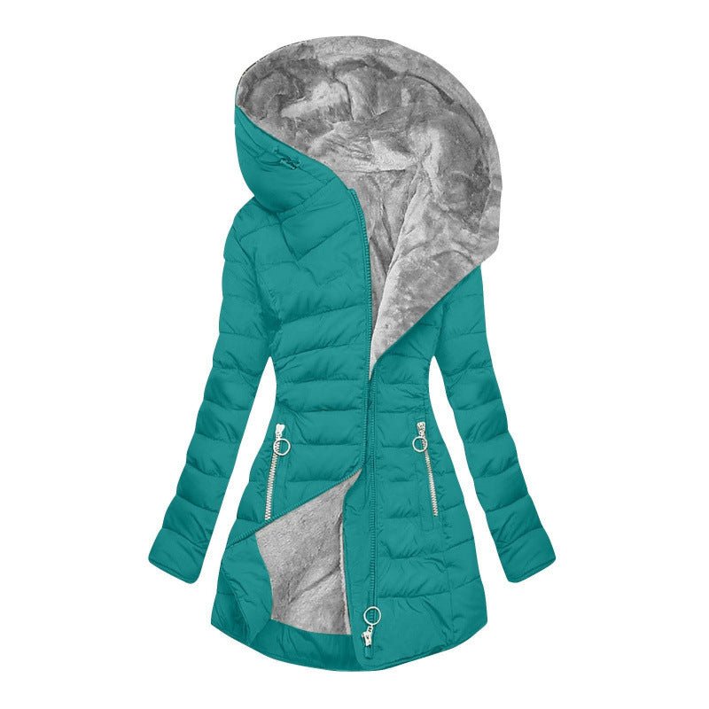 Fashion Long-sleeve Zipper Cotton-padded Coat Women
