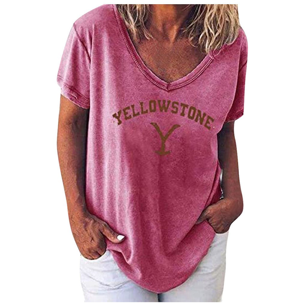 V-neck Short-sleeved T-shirt - Casual Everyday style