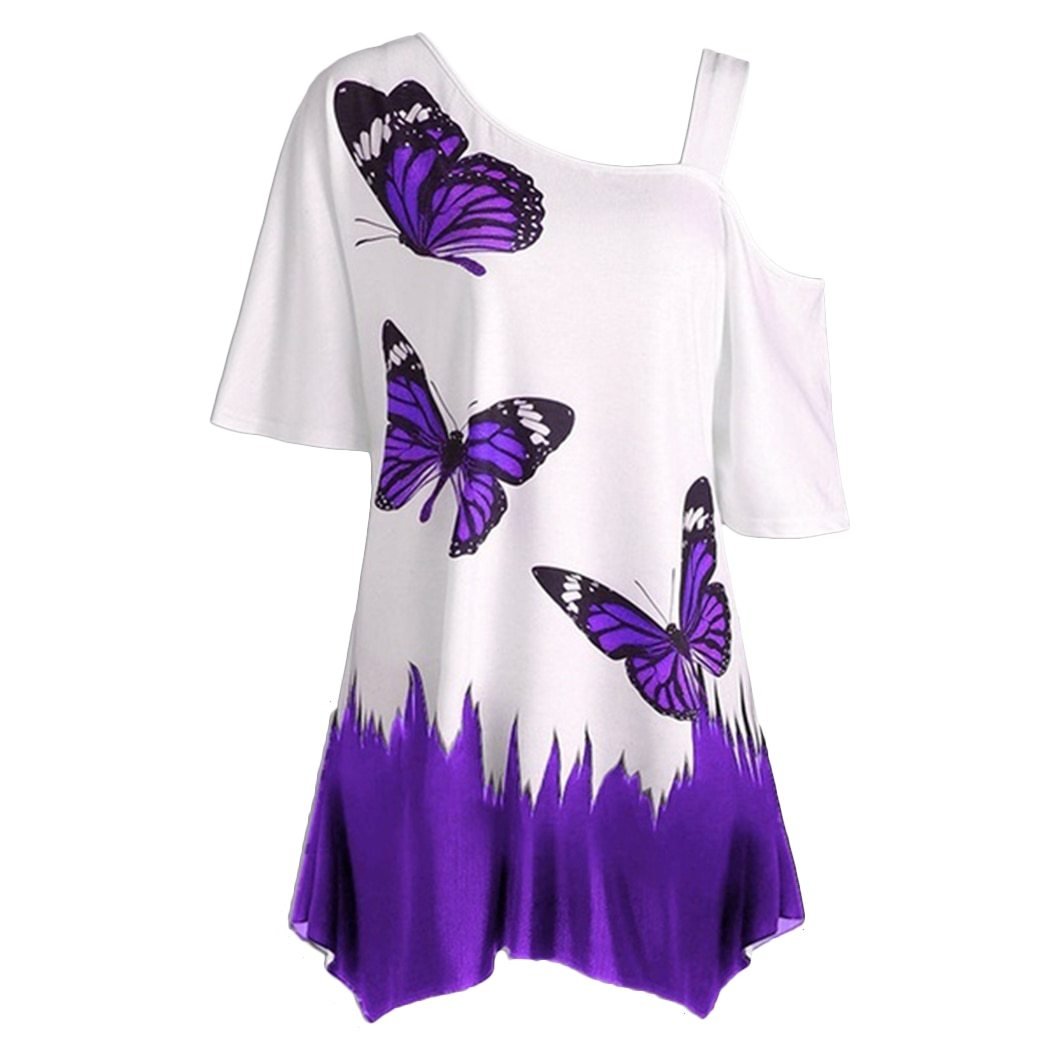 Butterfly Printed One Shoulder Women's Top