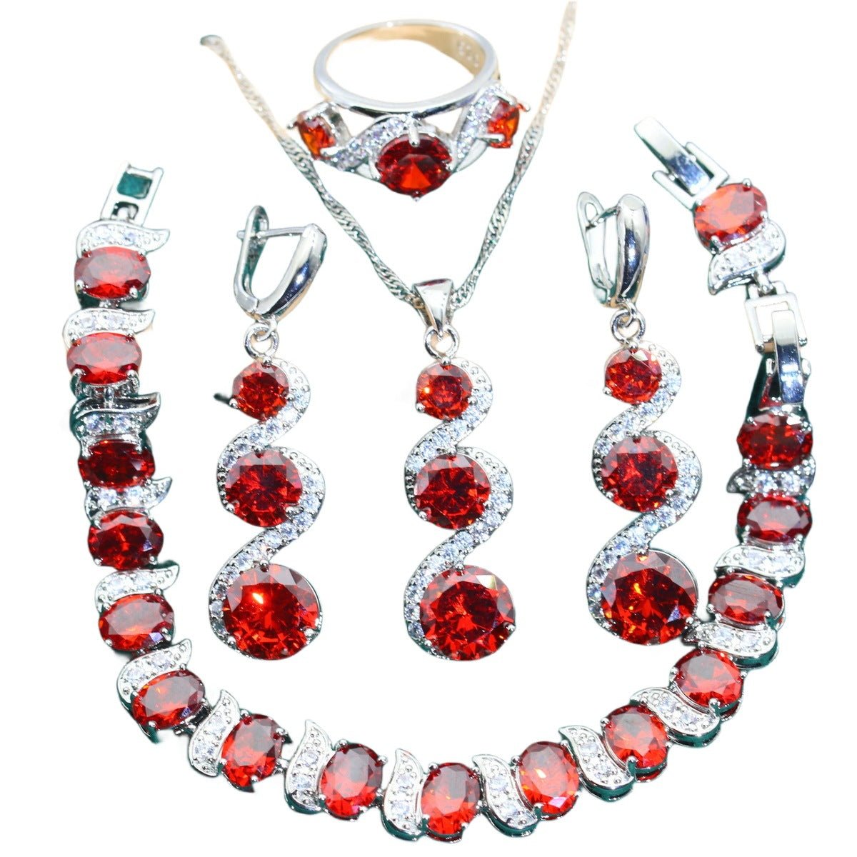 Radiant Elegance - 4 - Piece Zircon Jewelry Suite - Saunders Fashion