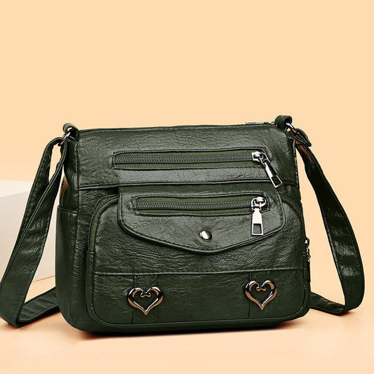 Shoulder Bag Soft Leather Versatile Multi-pocket