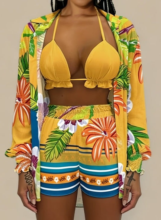 3 Pieces Set Hawaiian Swimsuit - Saunders Fashion