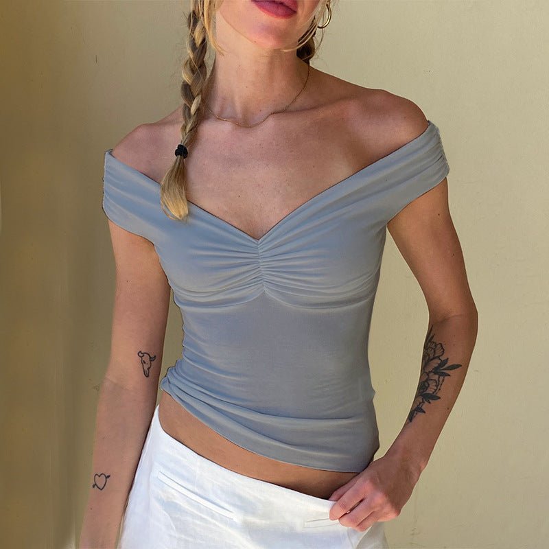 V-neck Sleeveless Pleated Camisole T-shirt Top