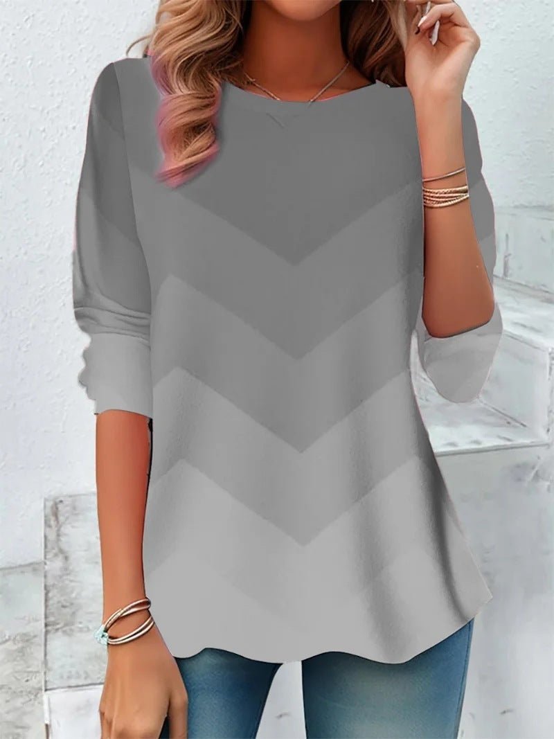 Striped Tie-Dye Long Sleeve T-shirt - Trendy Leisure Top