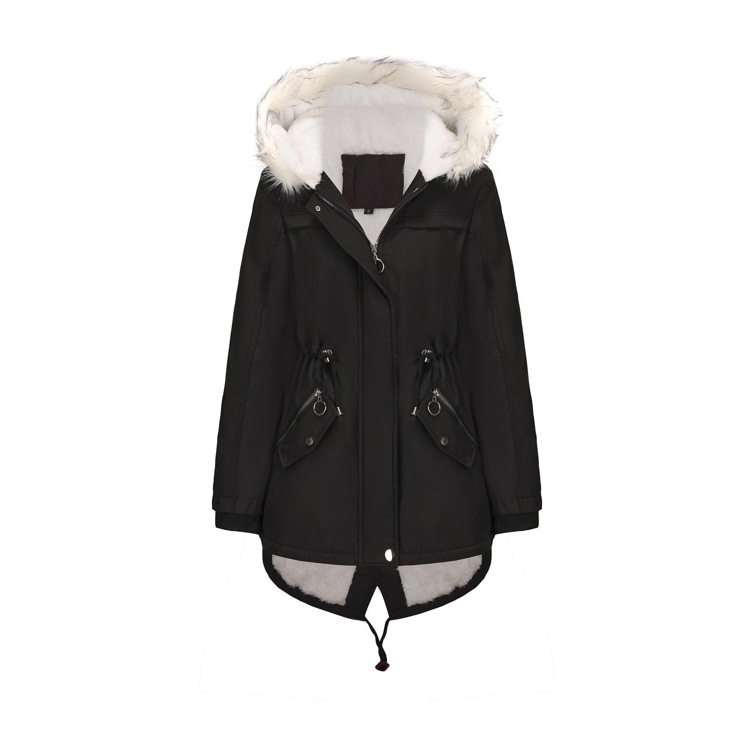 Ladies Fur Collar Fleece Padded Coat