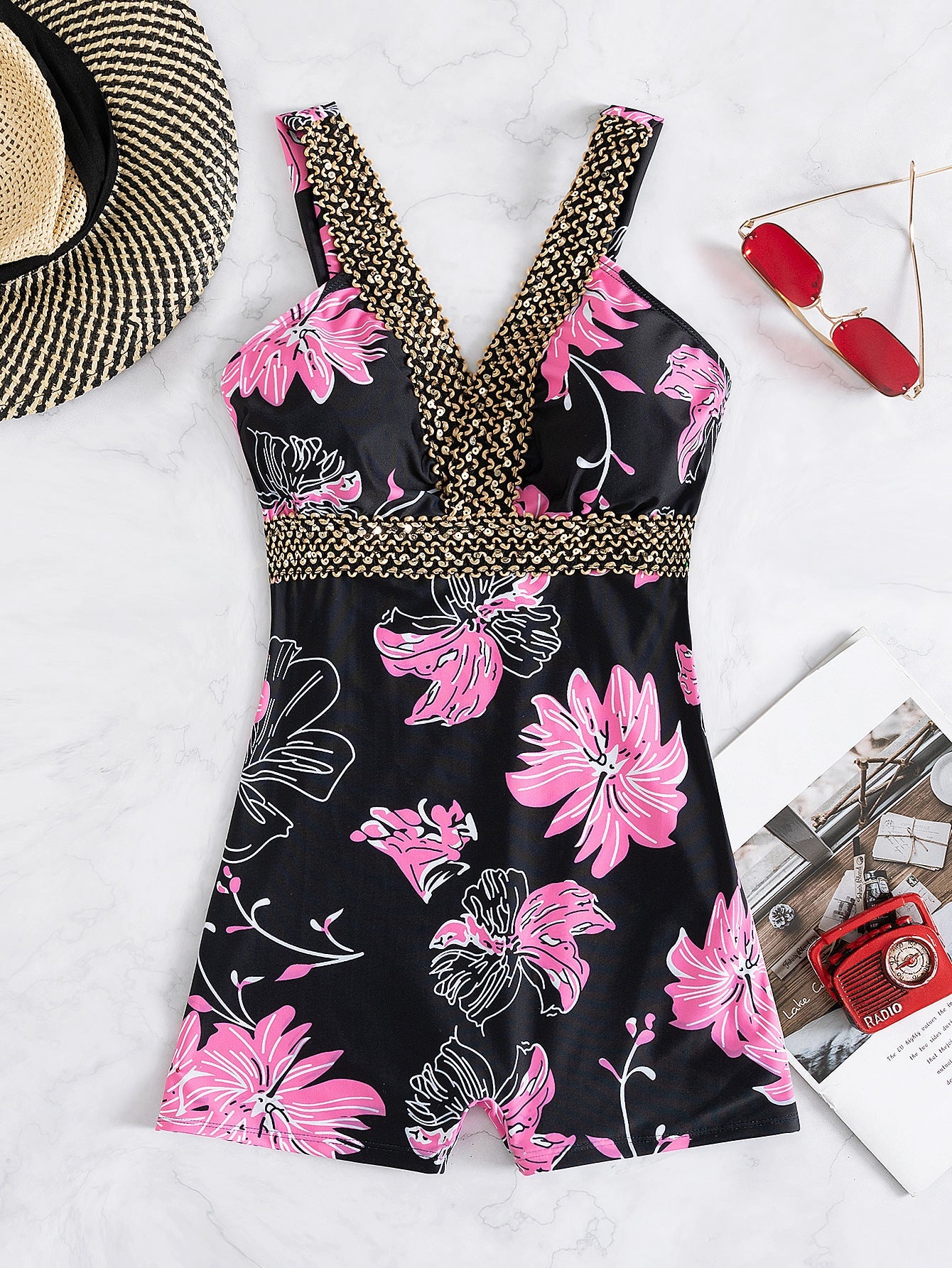 Sunset Boulevard Plunge One - Piece Swimsuit - Saunders Fashion
