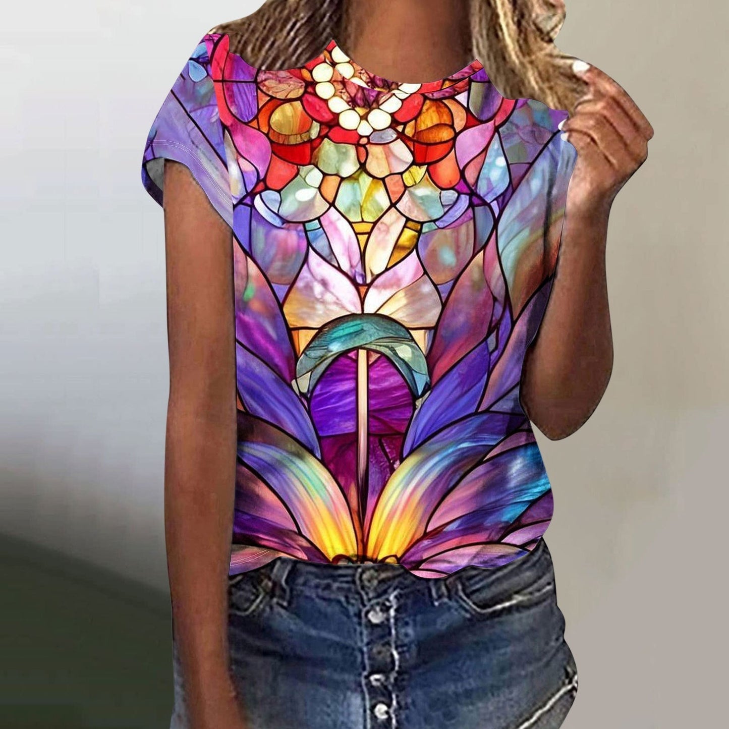 Digital Printing Butterfly Short Sleeve t-shirt