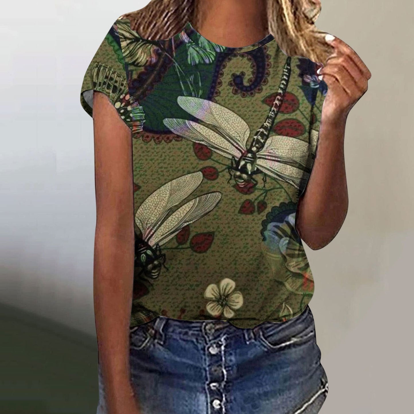 Digital Printing Butterfly Short Sleeve t-shirt