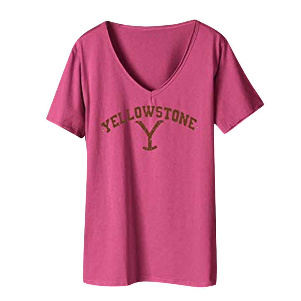 V-neck Short-sleeved T-shirt - Casual Everyday style
