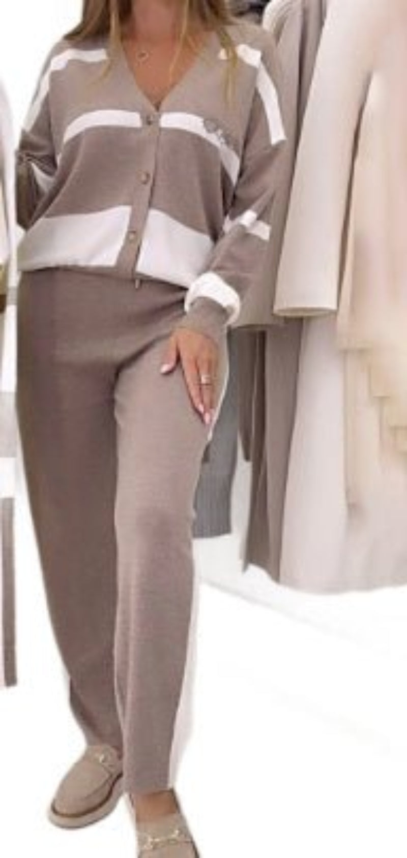 Striped Top Trousers Women's Suit Two-piece Set
