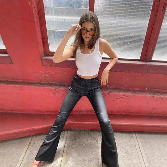 High Waist PU Leather Pants