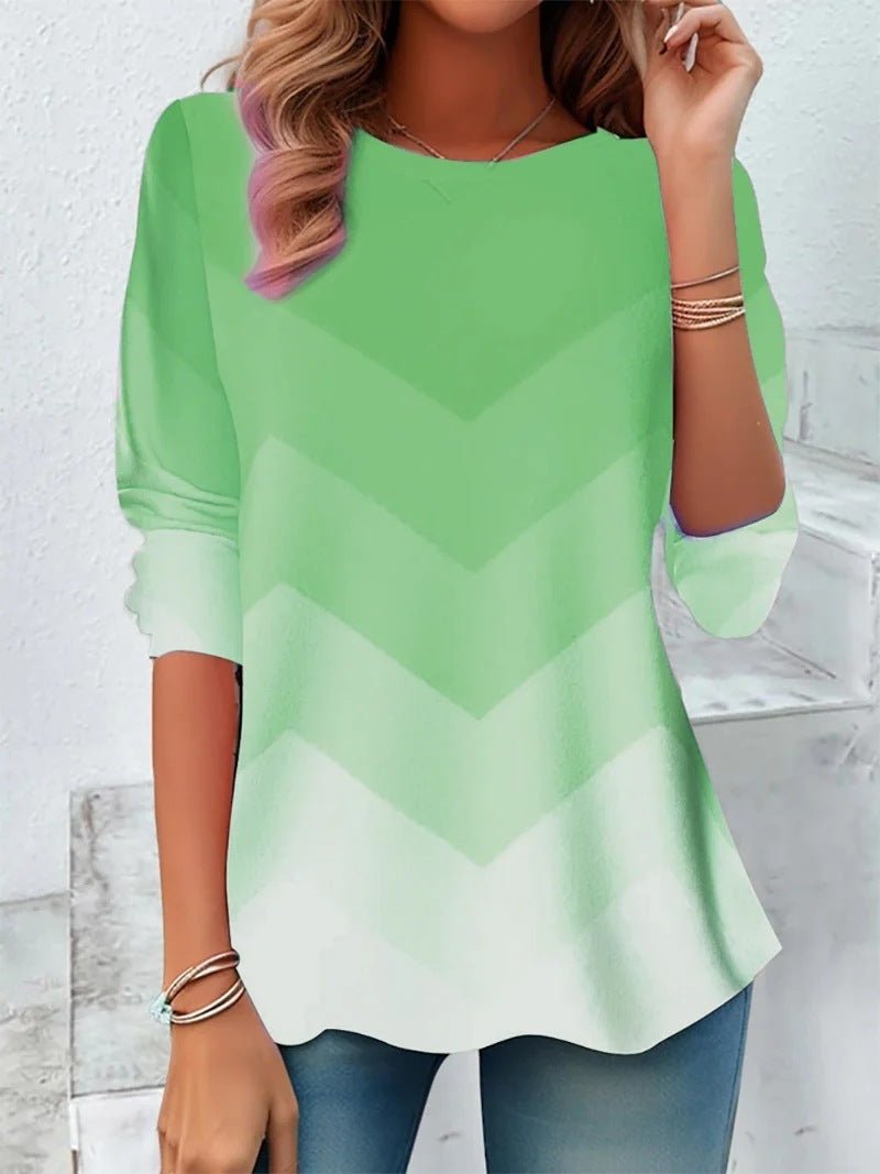 Striped Tie-Dye Long Sleeve T-shirt - Trendy Leisure Top