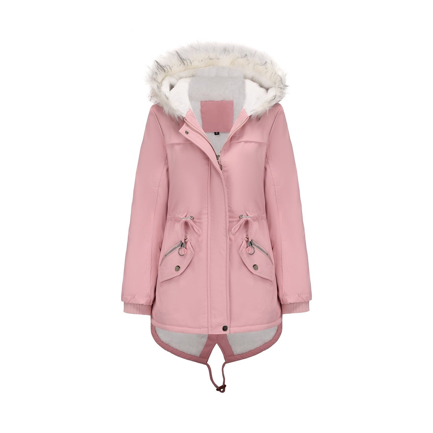 Ladies Fur Collar Fleece Padded Coat