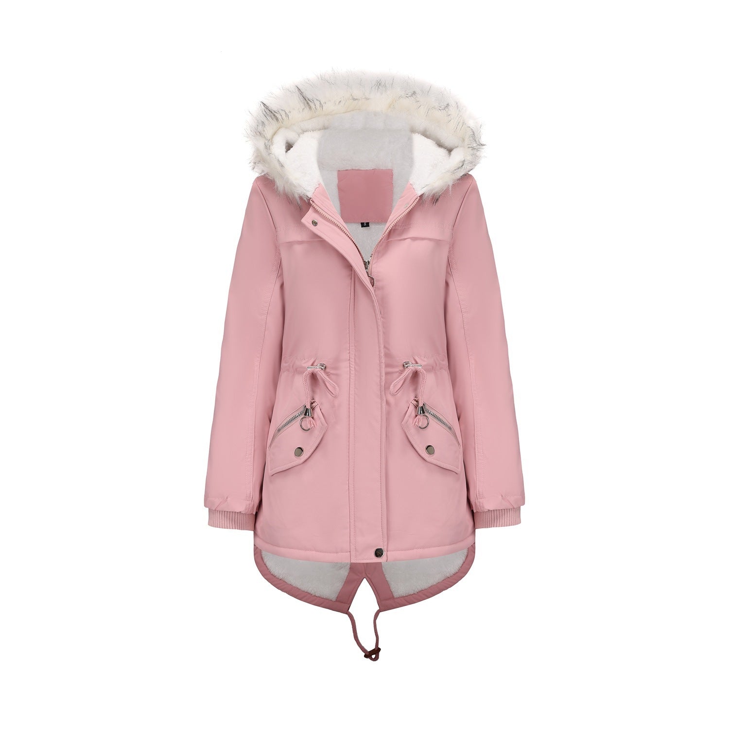Ladies Fur Collar Fleece Padded Coat