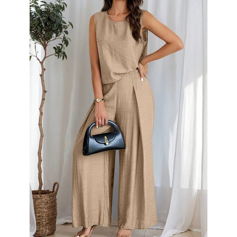 New Sleeveless Wide Leg Pants Vest Suit