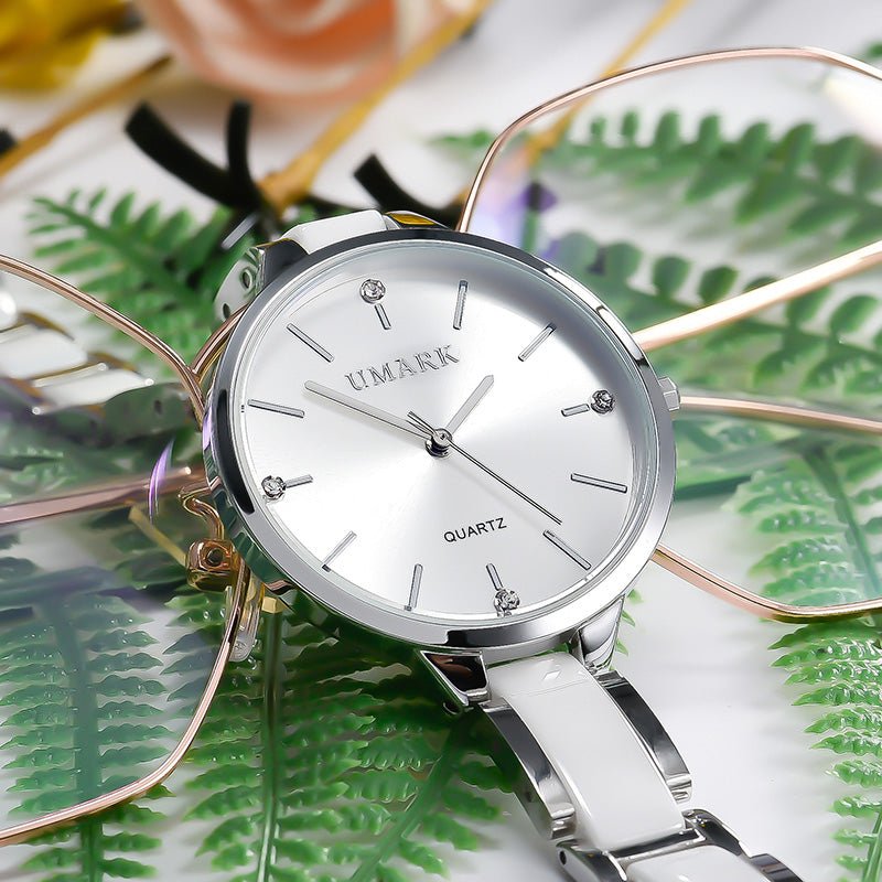 Diamond Elegance - Ceramic Waterproof Quartz Watch for Women - Saunders Fashion