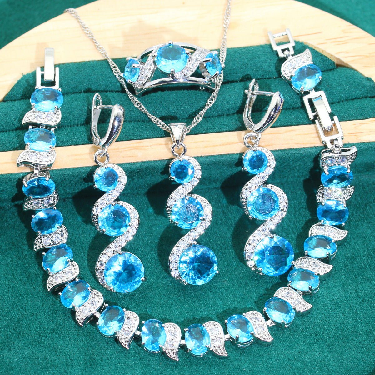 Radiant Elegance - 4 - Piece Zircon Jewelry Suite - Saunders Fashion