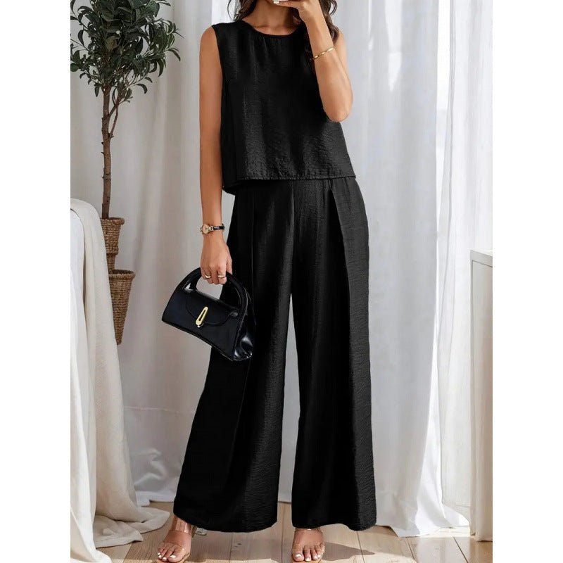 New Sleeveless Wide Leg Pants Vest Suit