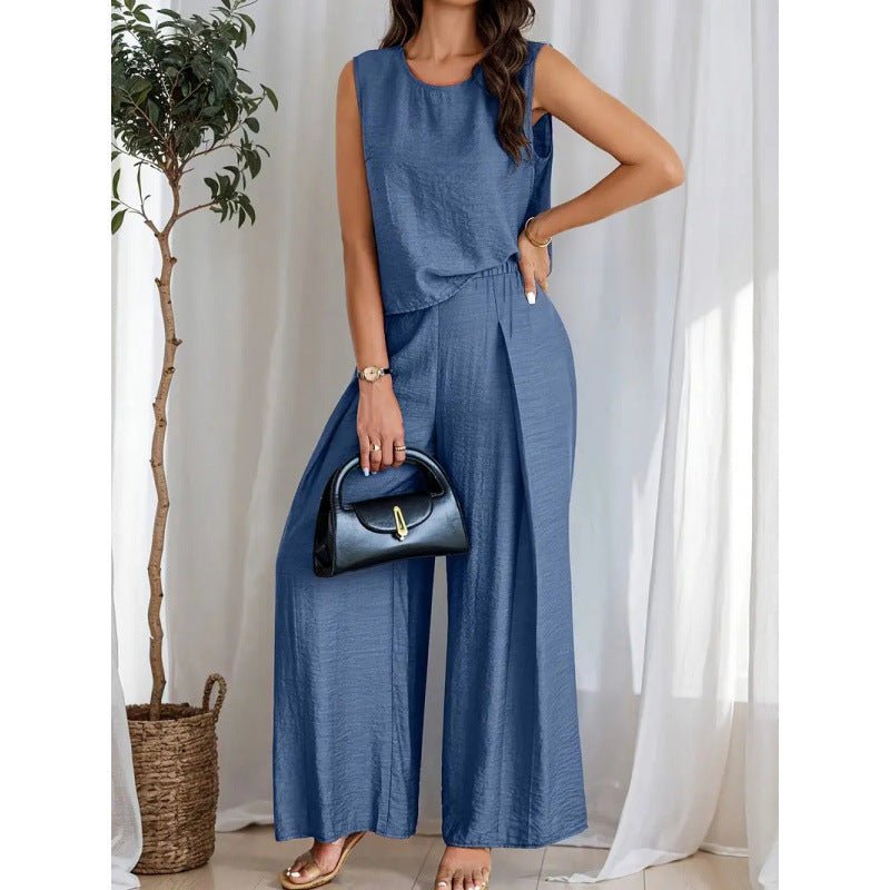 New Sleeveless Wide Leg Pants Vest Suit