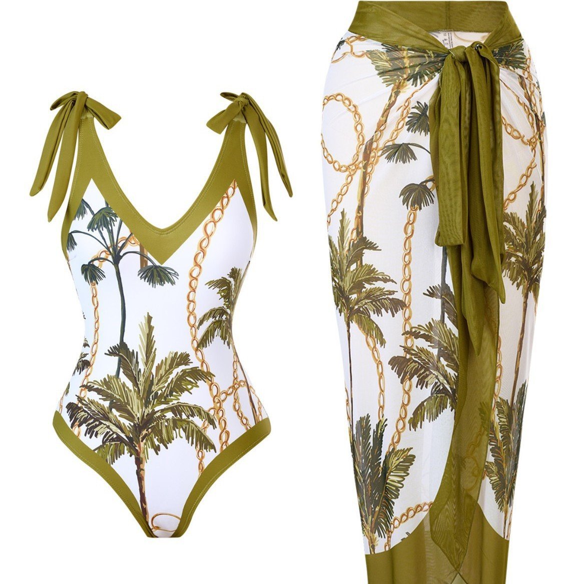 Graceful Silhouette Skirted Bikini Set - Saunders Fashion