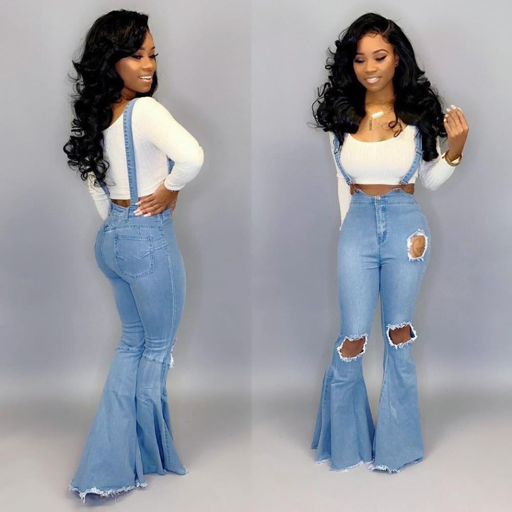 Trendy High Waist Denim with Straps