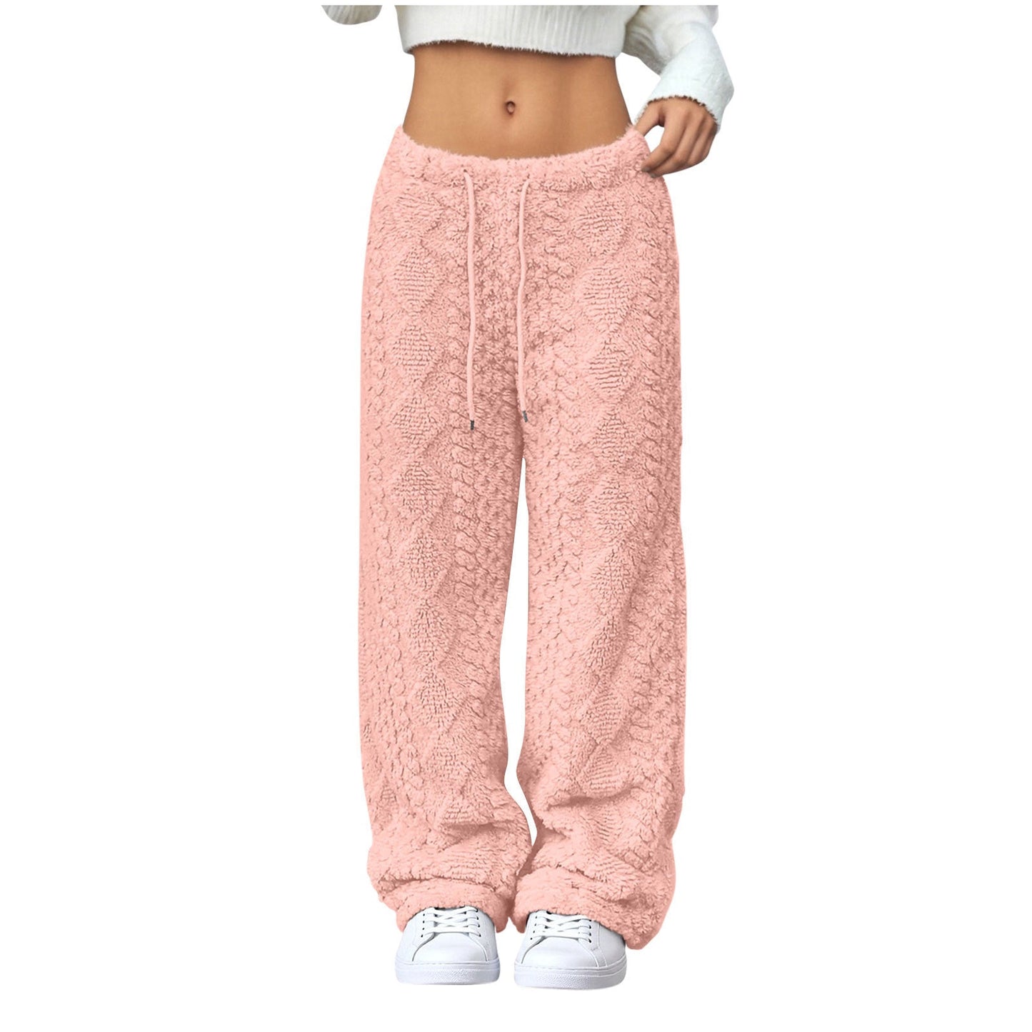 Velvet Padded Loose Straight-leg Trousers