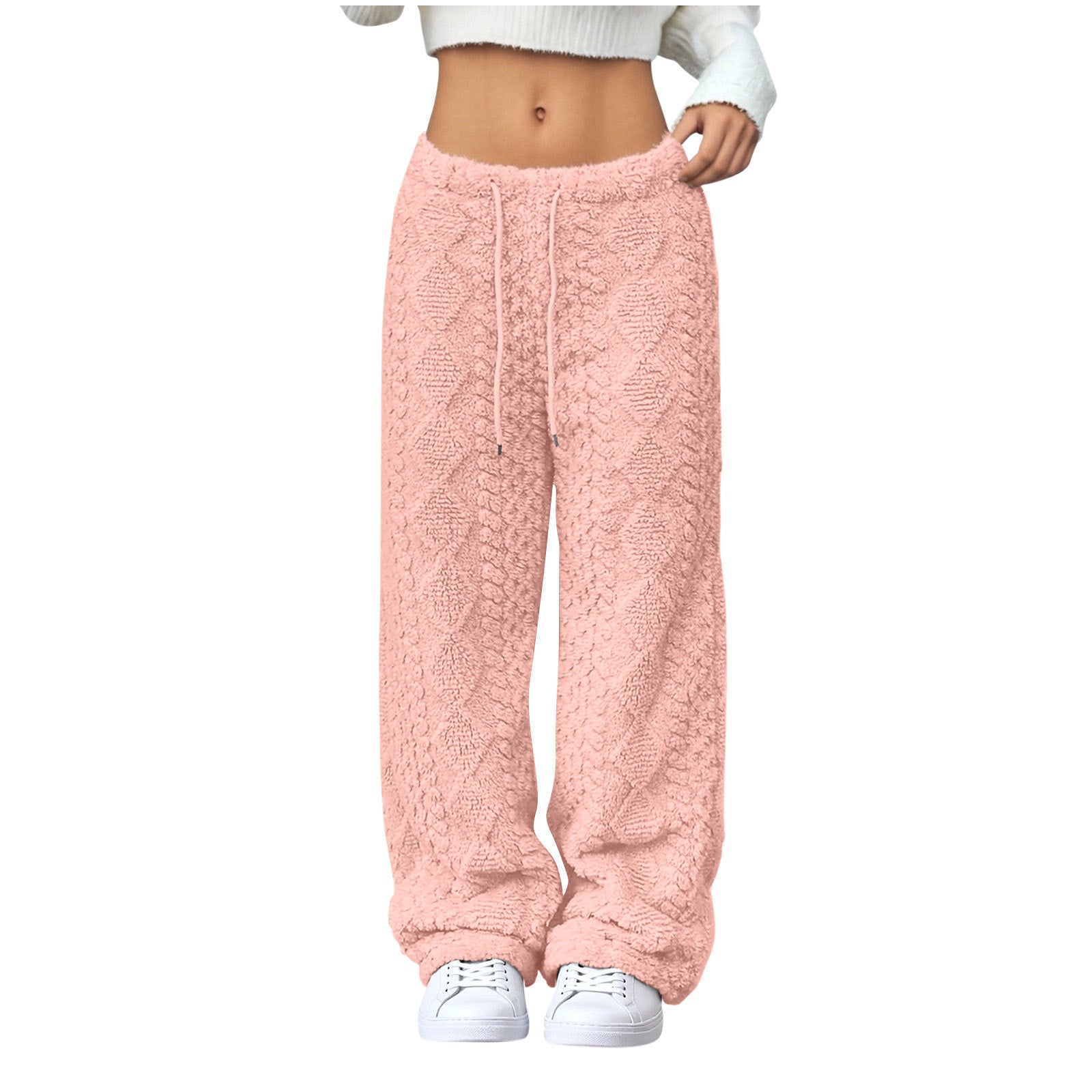 Velvet Padded Loose Straight-leg Trousers