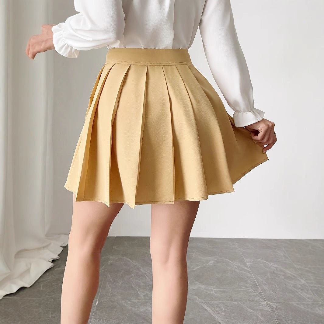 Kaki Asymmetrical Pleated Skirt