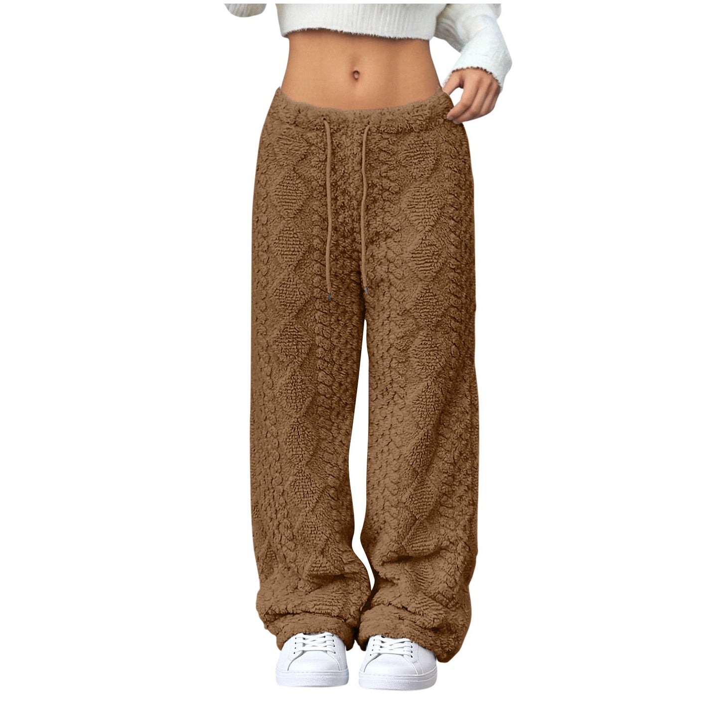 Velvet Padded Loose Straight-leg Trousers