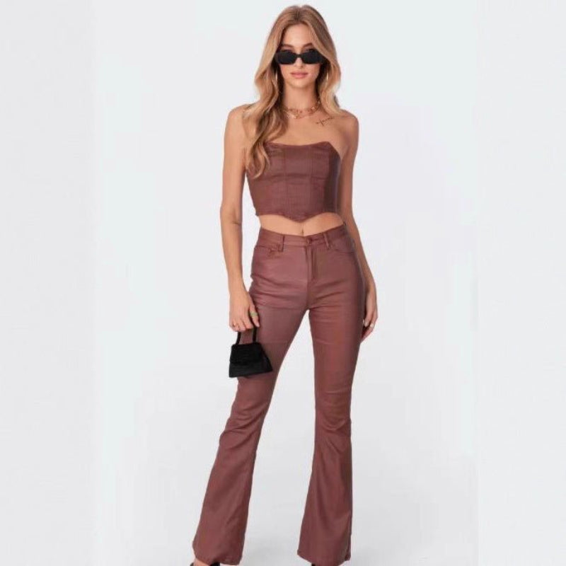 High Waist PU Leather Pants