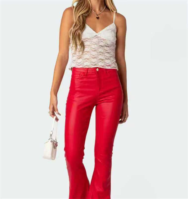 High Waist PU Leather Pants