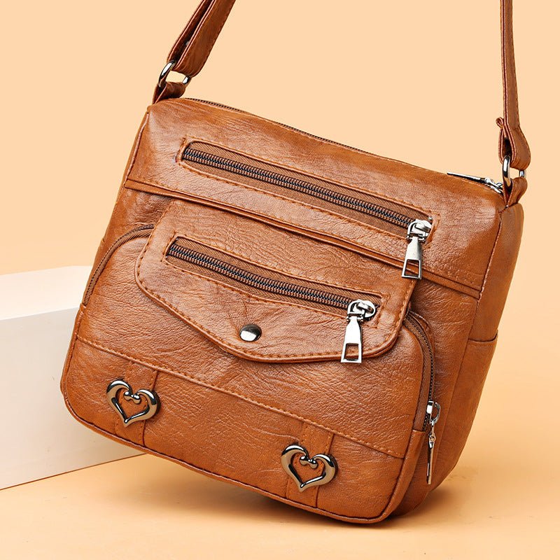 Shoulder Bag Soft Leather Versatile Multi-pocket