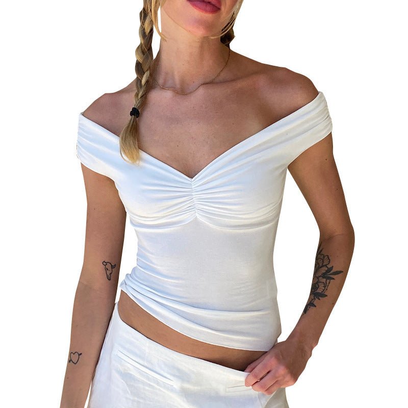 V-neck Sleeveless Pleated Camisole T-shirt Top