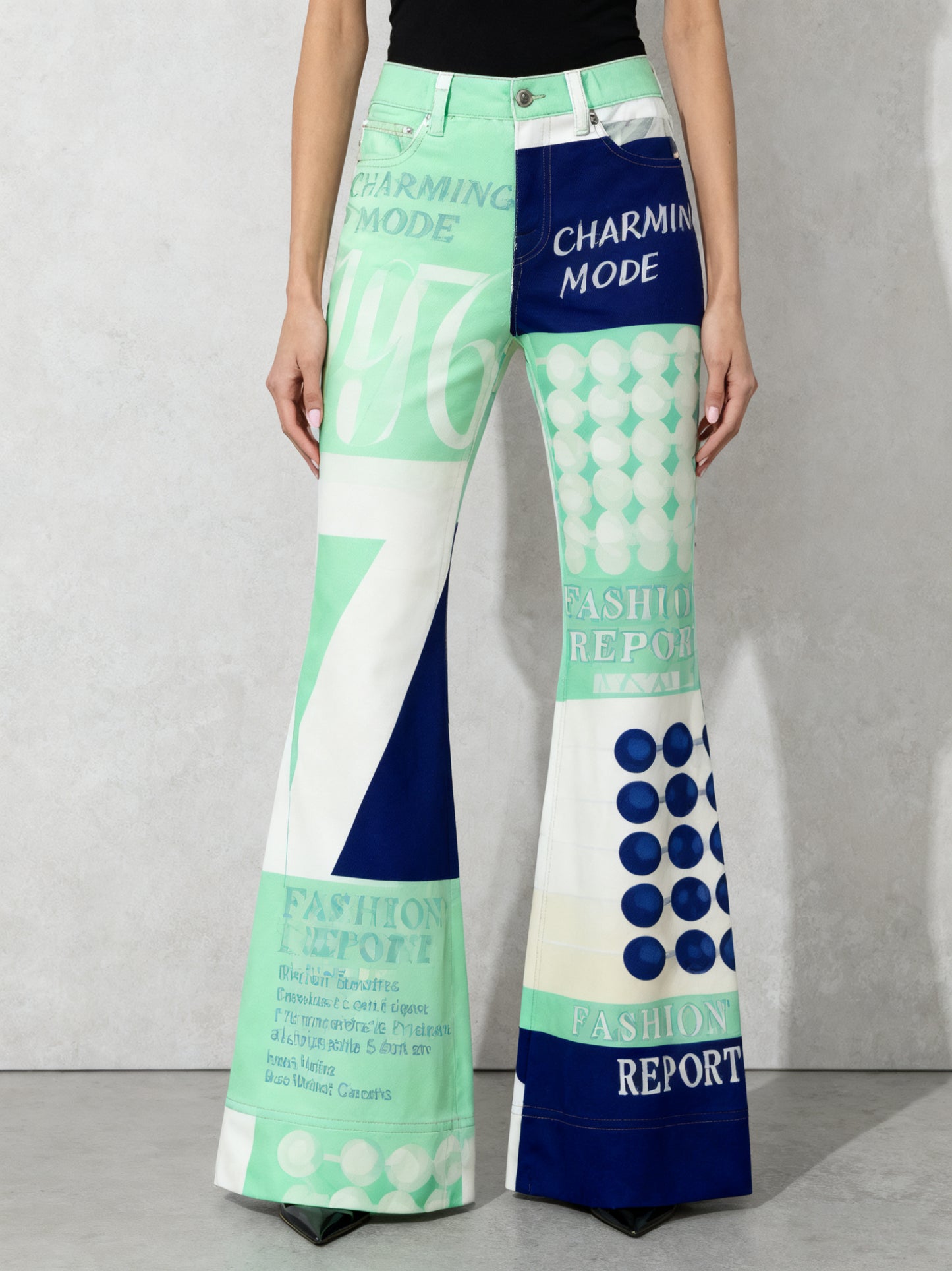 Fashionable Casual Wide-leg Pants, Women's Trousers With Colorful And Personalized Designs