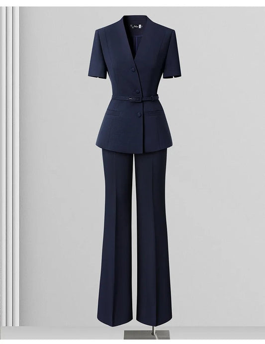Genevieve Summer Professional Suit (Blazer + Wide Leg Pants + Skirt) - Saunders Fashion