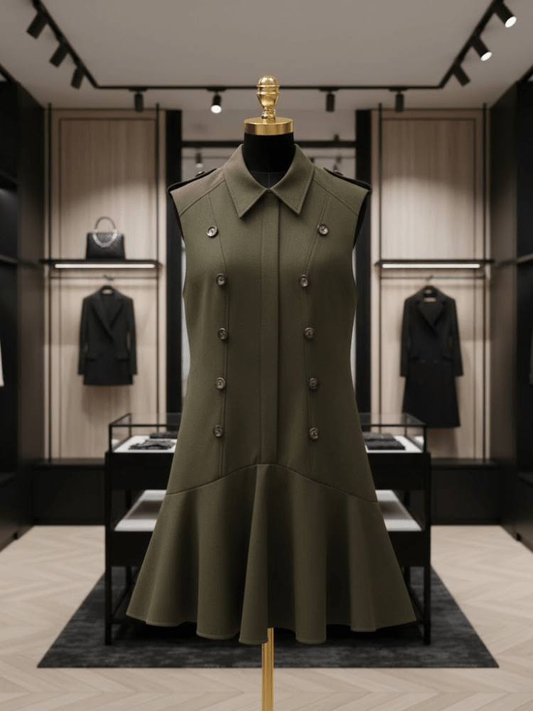 Women's Military - Chic Peplum Dress – Chelsea Collection by BYMANYC New York - Saunders Fashion