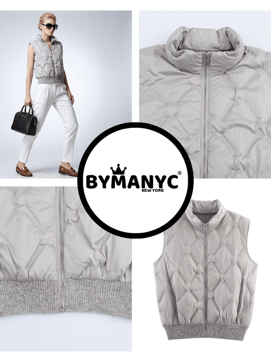 Quilted Diamond - Texture Vest with Ribbed Hem • BYMANYC ® New York - Saunders Fashion
