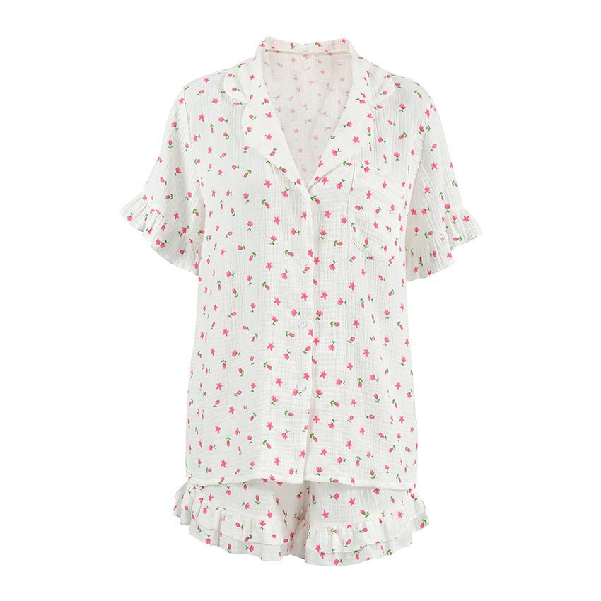 Breezy Dreams Printed Short Sleeve Pajama Set - Saunders Fashion