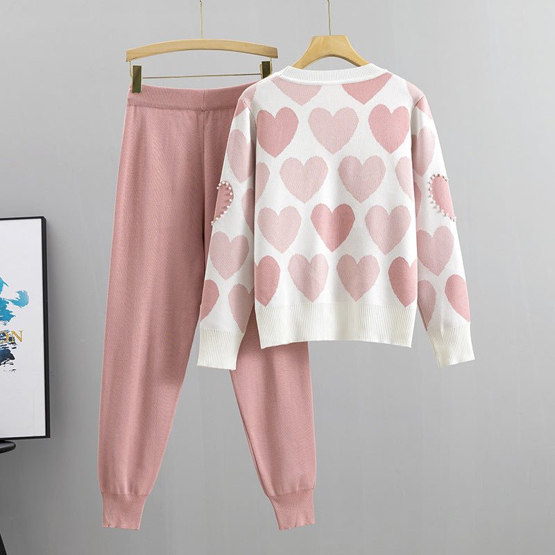 Heartfelt Preppy Beaded Pajama Set - Saunders Fashion
